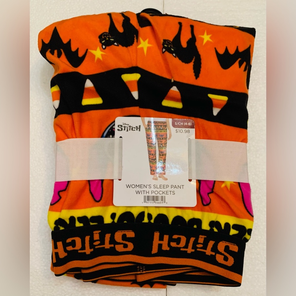 Disney Women's Size Small (4-6) Stitch Plush Sleep Pajama Pants Halloween